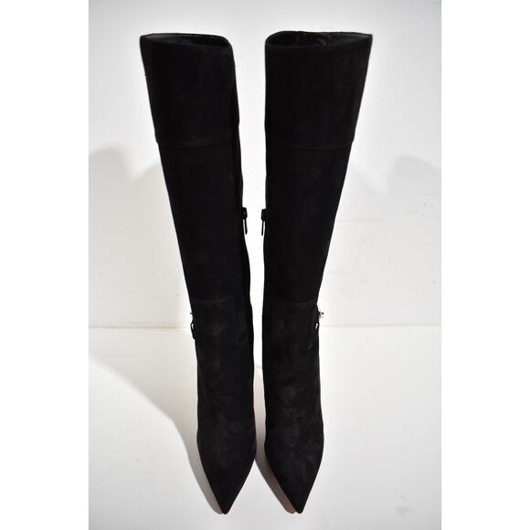 Christian Louboutin Lock Kate Botta 100 Black Suede Knee High Heel Boot 40.5 - Picture 7 of 12